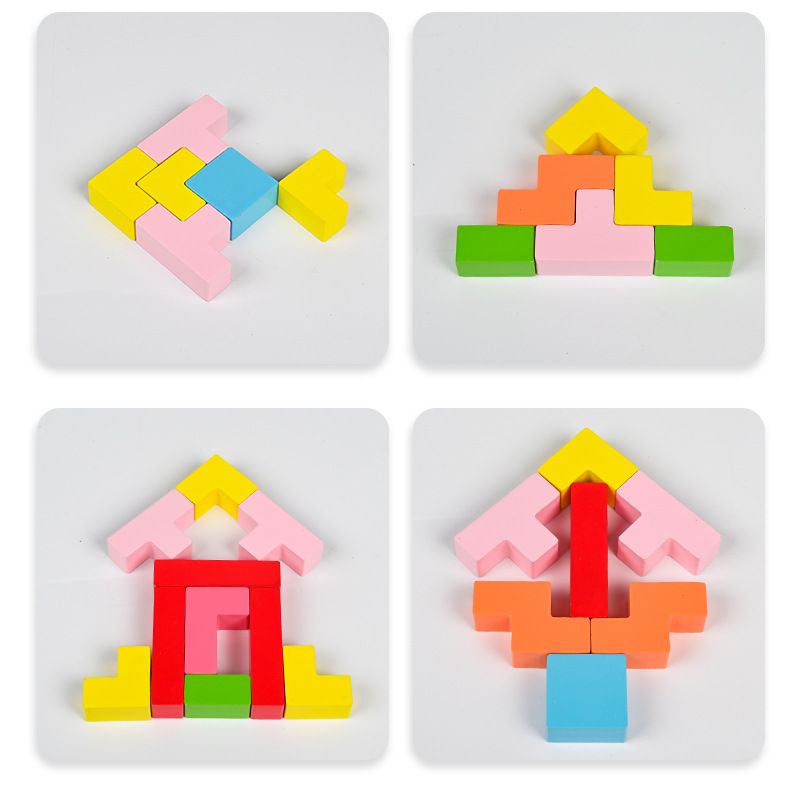 厂家直销益智早教木制宝宝动手动脑创意拼搭长颈鹿俄罗斯方块积木