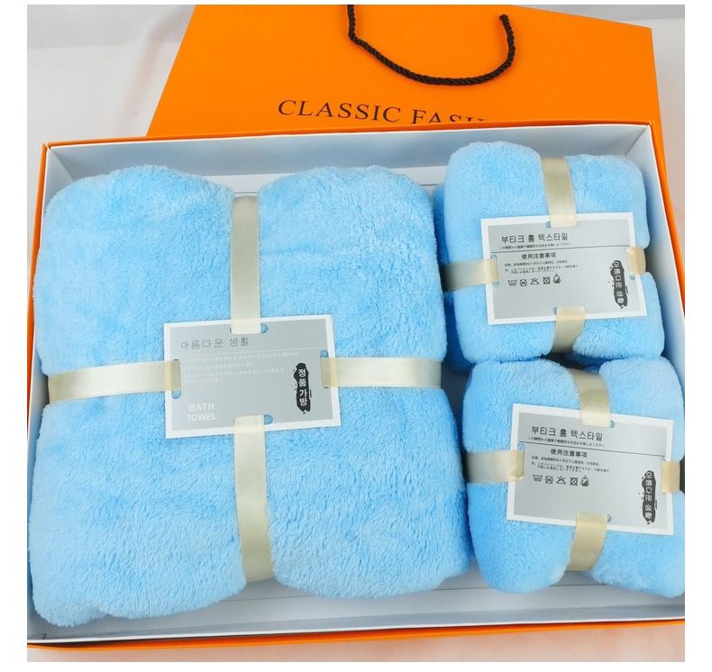 Mercan polar fleece havlu üç parçalı set