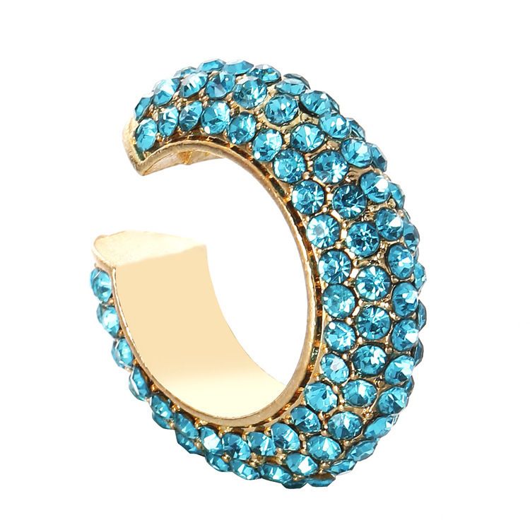 Full-rhinestone cartilage clip earrings, no piercing, colorful