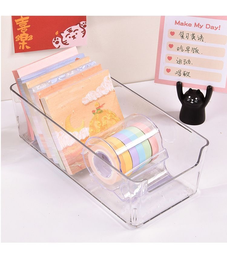 Acrylic desktop storage box, transparent, for cosmetics and skincare