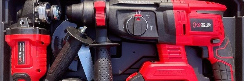 Kabelloses Lithium-Elektrowerkzeugsset: Bohrer, Hammer, Winkelschleifer, Säge