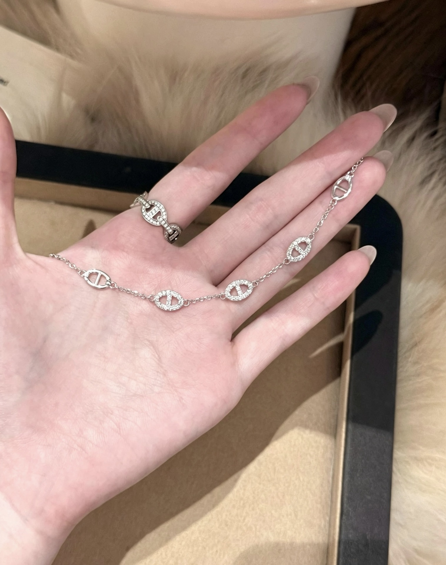 S925 Sterlingsilber Schweinennase Armband mit Zirkonia