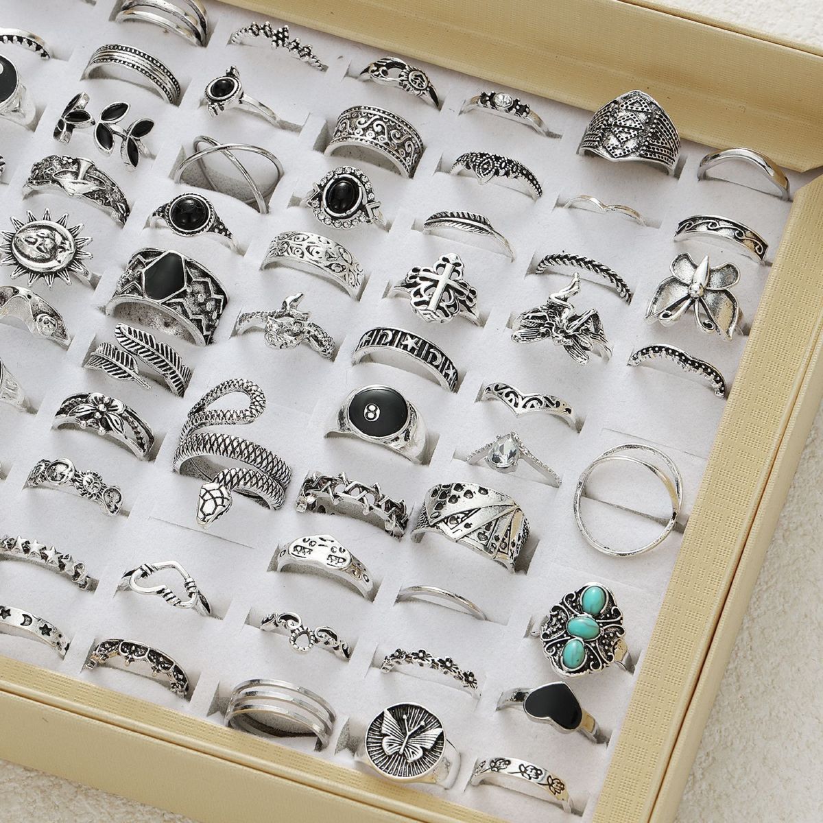 Damengold-Set 40-teilig, Silber, Retro-Design
