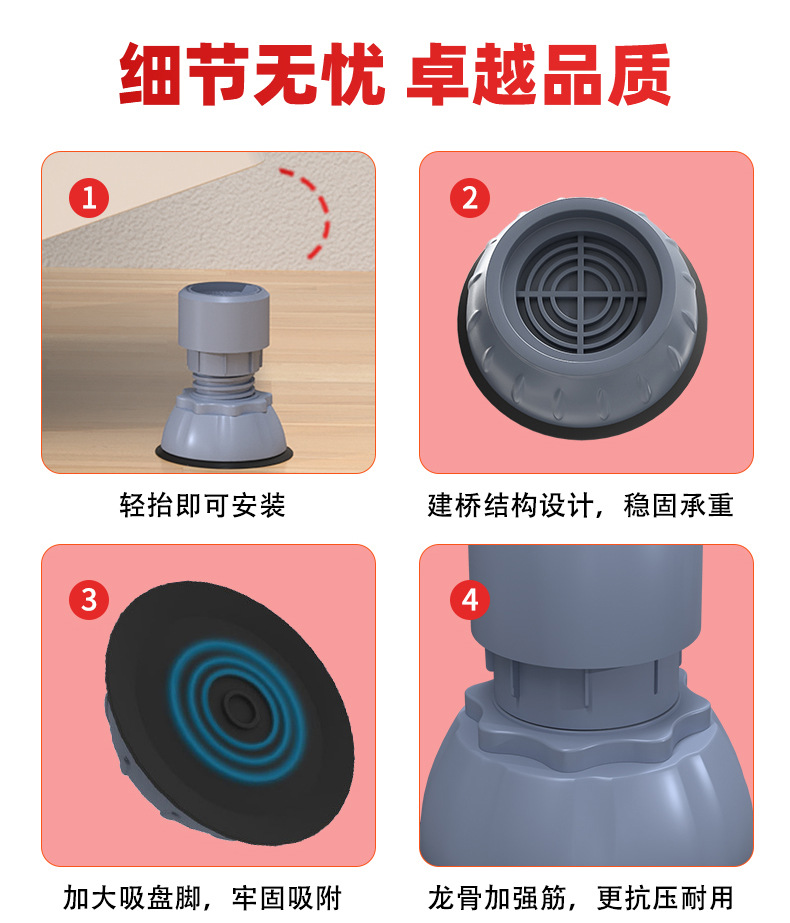 Washing machine feet, anti-slip, vibration absorbing