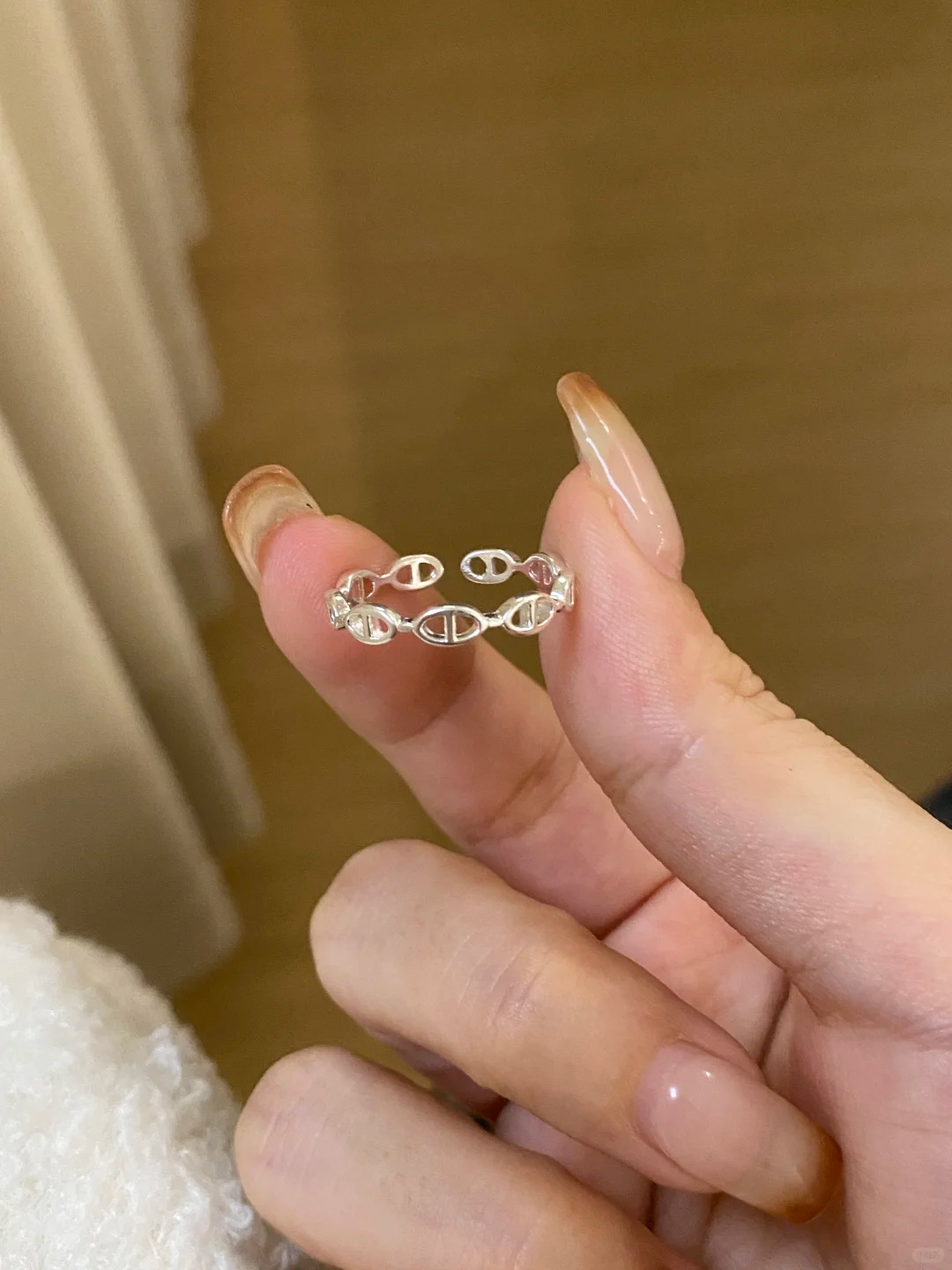韩国925纯银素圈戒指女不撞款百搭尾戒ins设计高级感时髦开口戒指