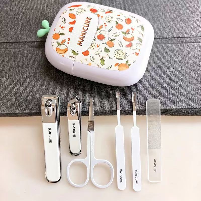 Stainless steel nail clipper set, 6-piece portable