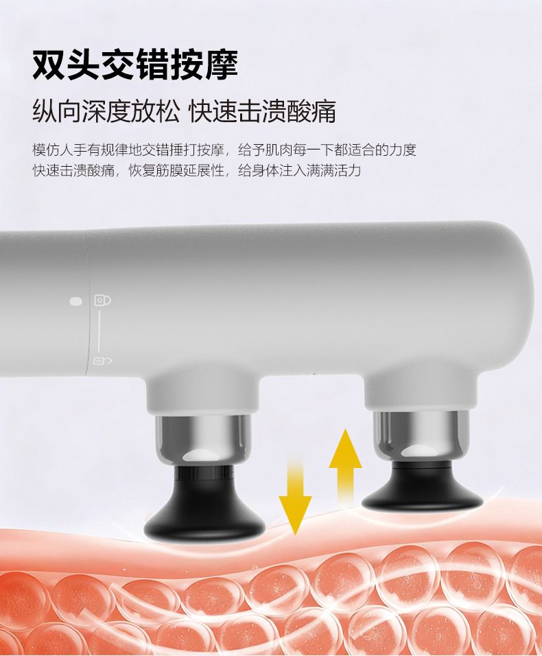 Dual head massage gun, long handle, brushless motor