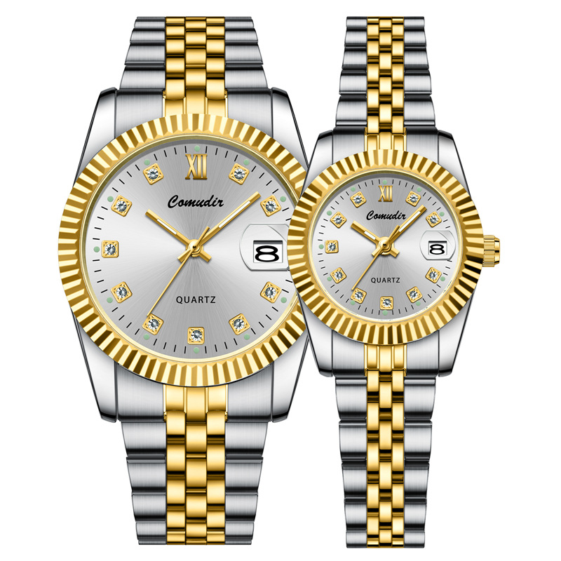 Couple quartz watch, waterproof with calendar