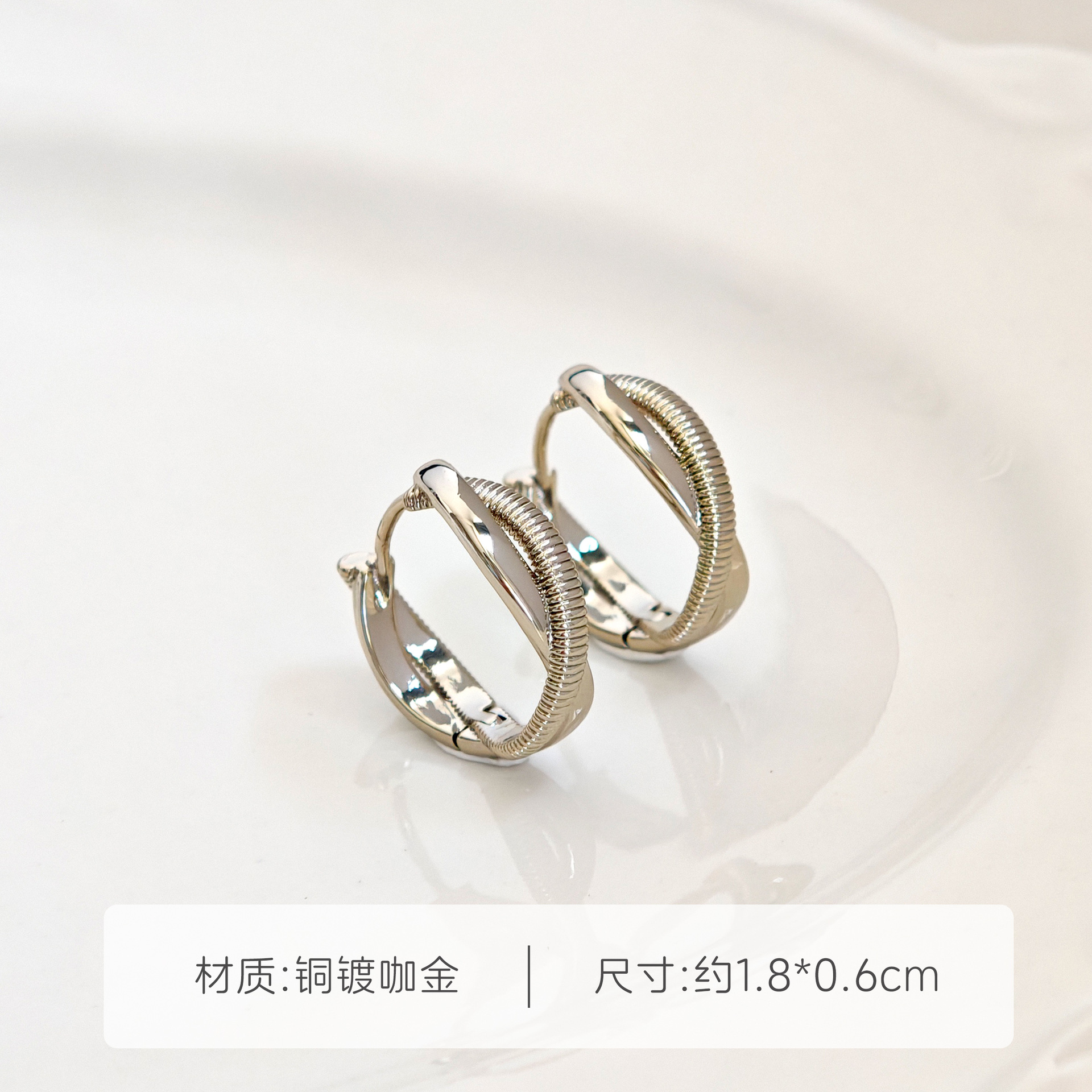 韩系简约咖啡金锆石耳钉耳扣小众轻奢精致冷淡风耳饰时尚气质耳环
