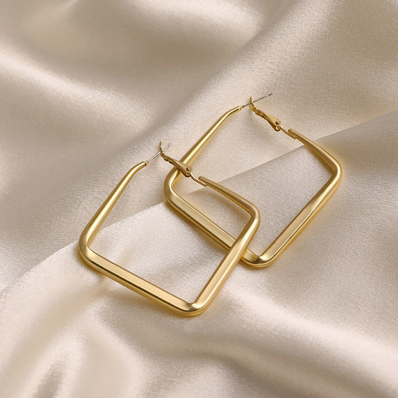14K gold-plated geometric earrings, vintage style
