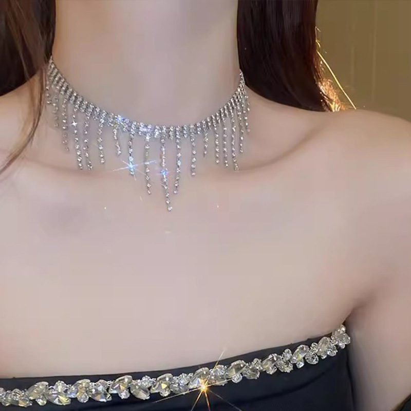 Strass-Quasten-Halskette, edles Design Schlüsselbein-Kette