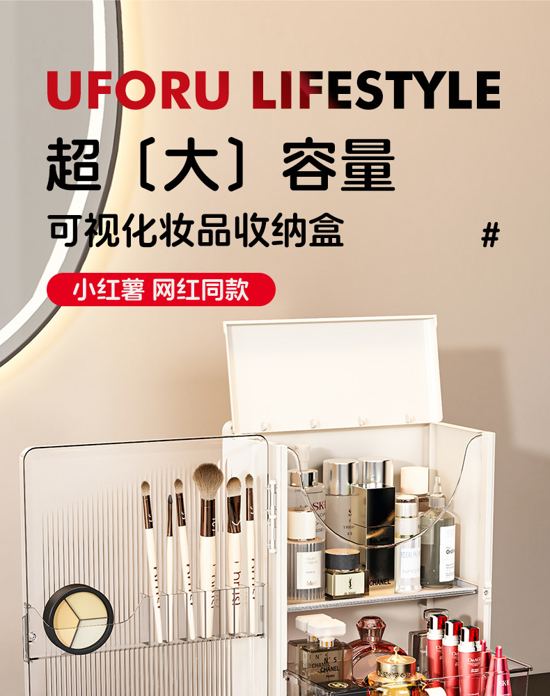 Cosmetics storage box, foldable, dustproof