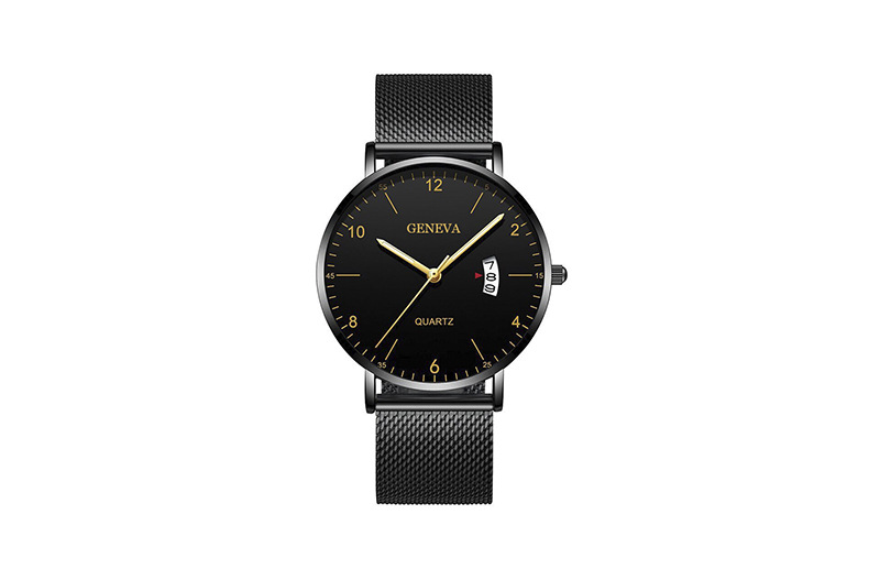 Men's quartz watch, luminous dial, mesh or leather strap