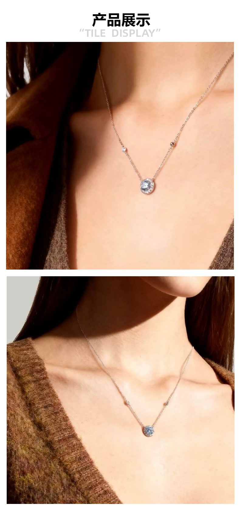 Meeresblau Schlüsselbein-Kette 5A Zirkonia Luxus-Halskette Damen