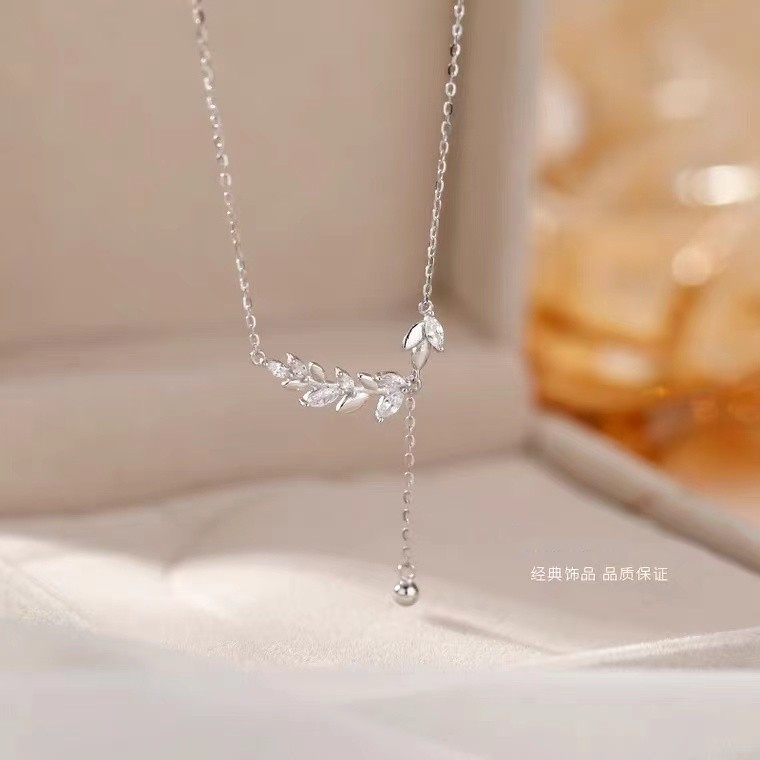 S999 Sterlingsilber Weizenquaste Halskette mit Verschlusskette