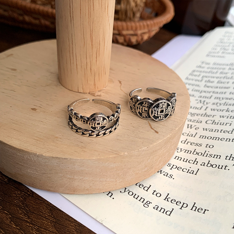 925er Silberring, Piyao, Vintage Offenmunddesign