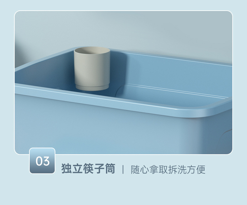 Kitchen Tableware Storage Box with Lid and Drain