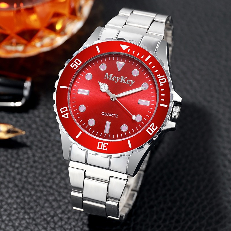 Men's quartz watch, steel strap, water-resistant business style