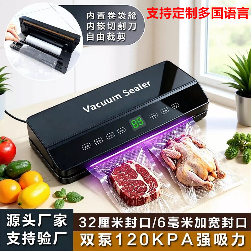 跨境真空封口机商用全自动抽真空包装机小型家用食物压缩保鲜机