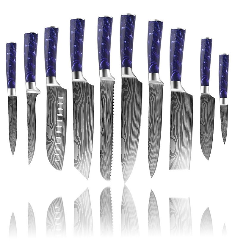 Damaszener-Muster Messerset, 7-Zoll Santoku, Entbeiningmesser