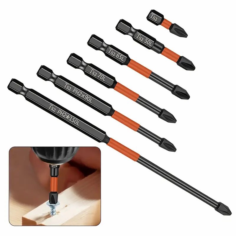 Electric screwdriver set with extended high-hardness bits, alloy steel