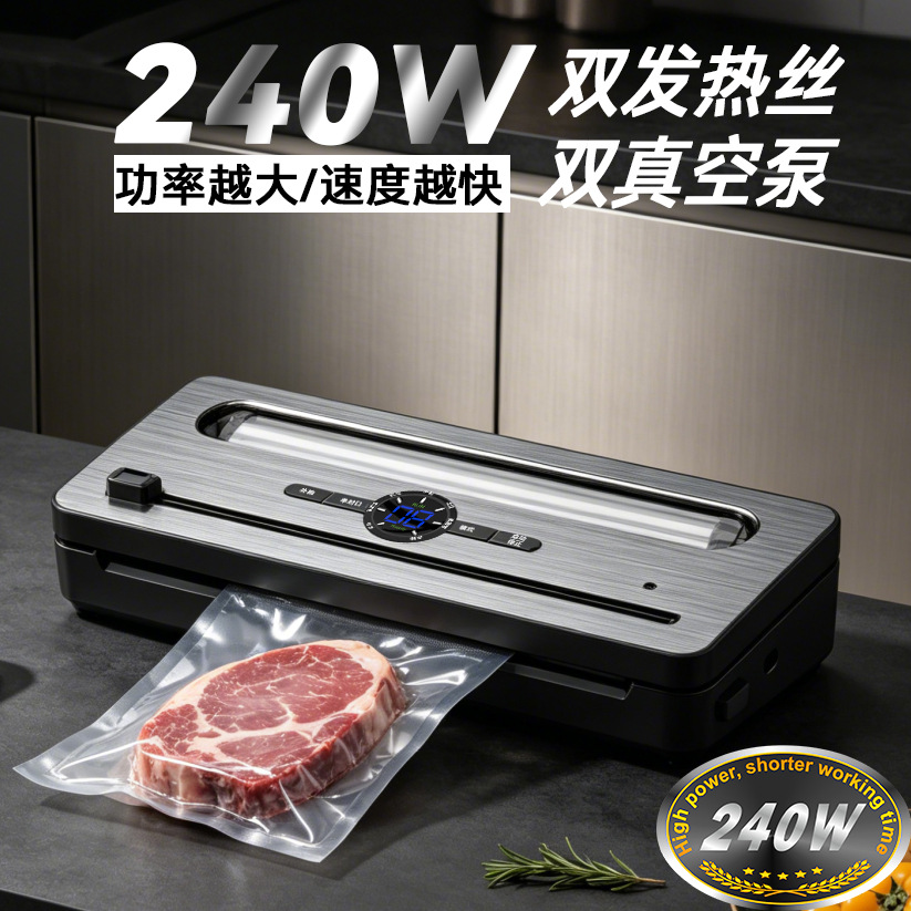 自动真空封口机家用商用多功能食品保鲜包装机塑封一体机小型双泵