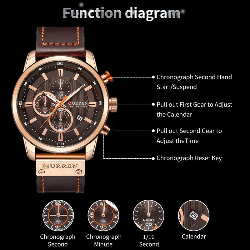 CURREN Herrenuhr, braun, wasserdicht