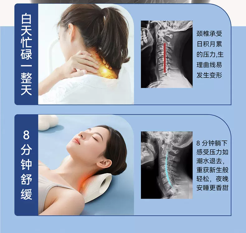 W-shaped cervical pillow, neck support, massage and traction