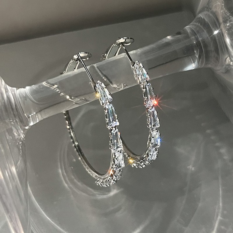 Luxus-Zirkonia-Ohrringe Kreisform, klassischer Stil für Damen