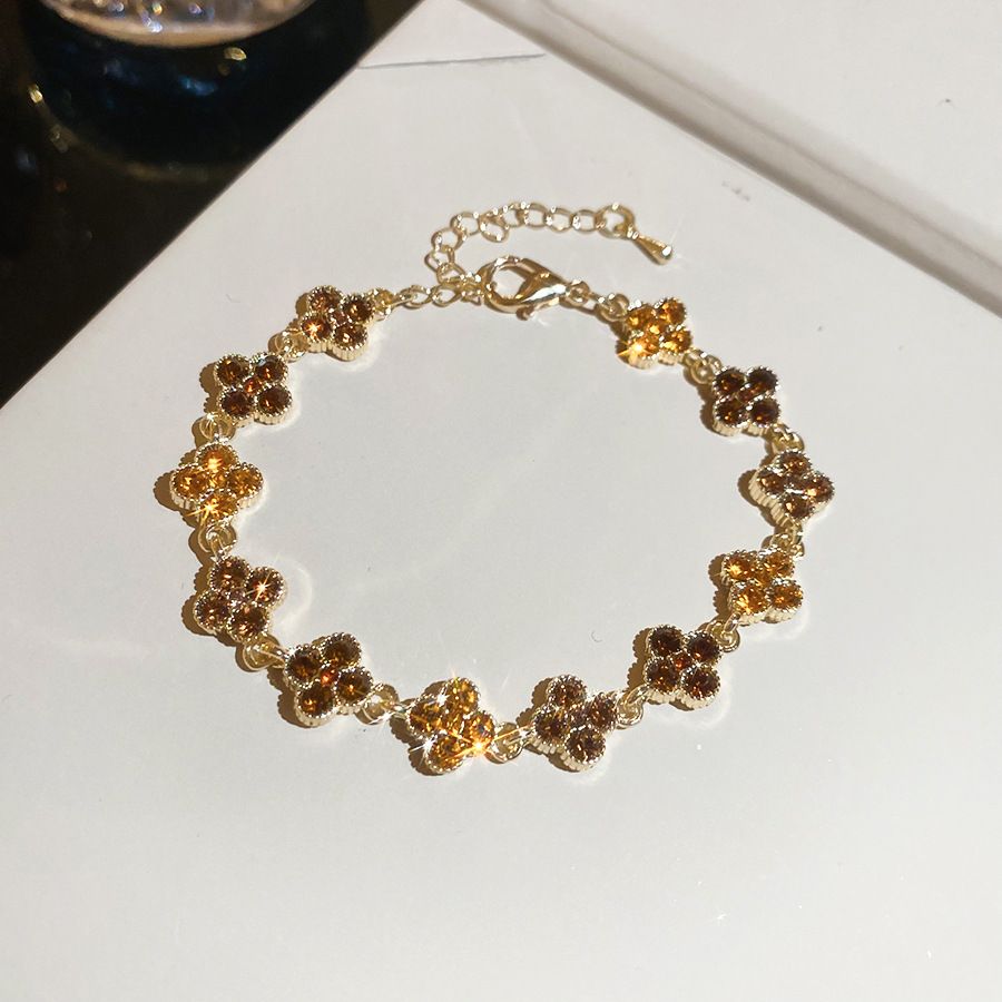 Strass-Glücksklee-Blüten-Armband, Vintage