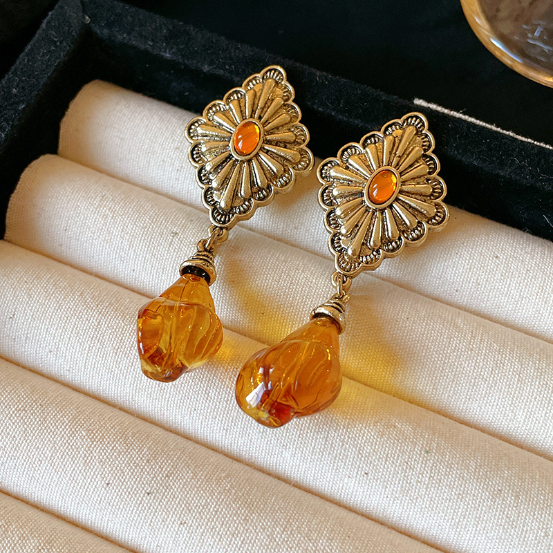 Vintage Silber Geometrie-Diamant-Ohrringe, retro, Hofstil