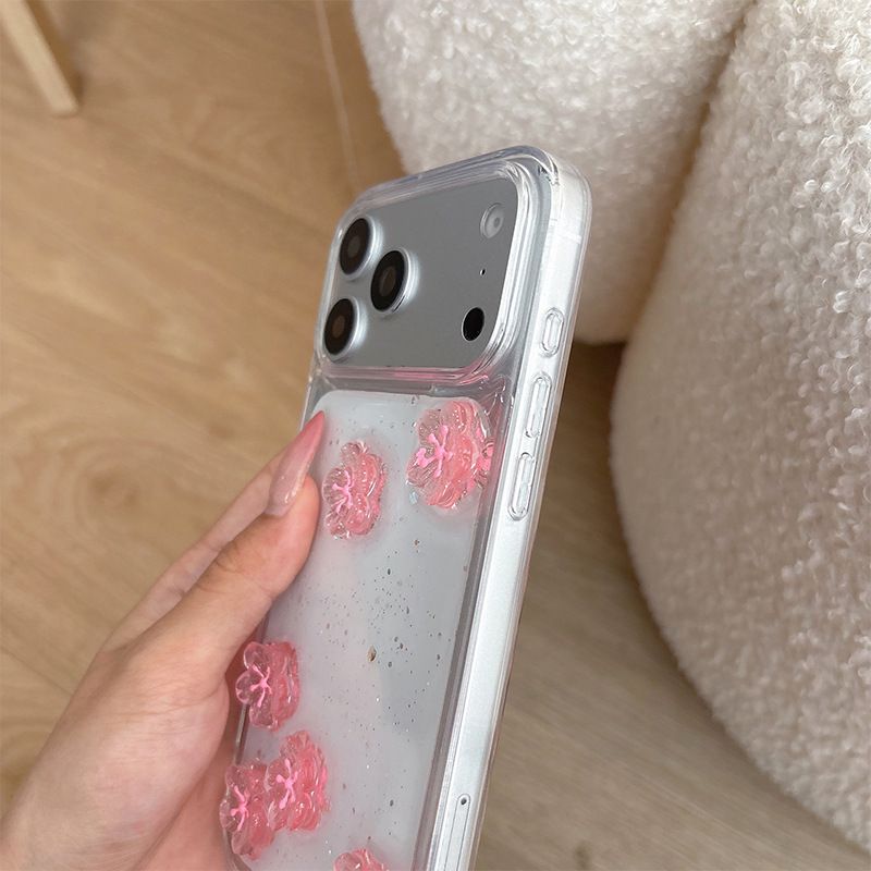 Apple iPhone 17 Pro pembe kiraz çiçeği şeffaf kılıf