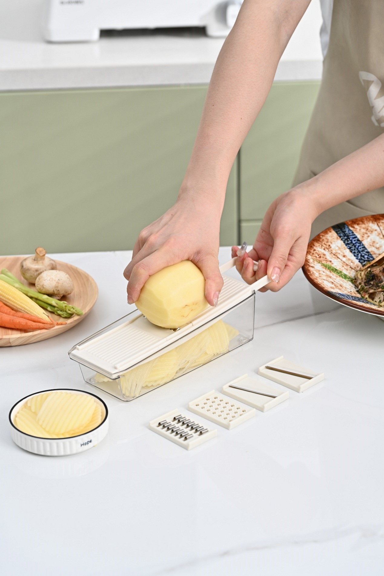 Mini Vegetable Cutter, Potato Shredder, Hand Guard, Kitchen Tool