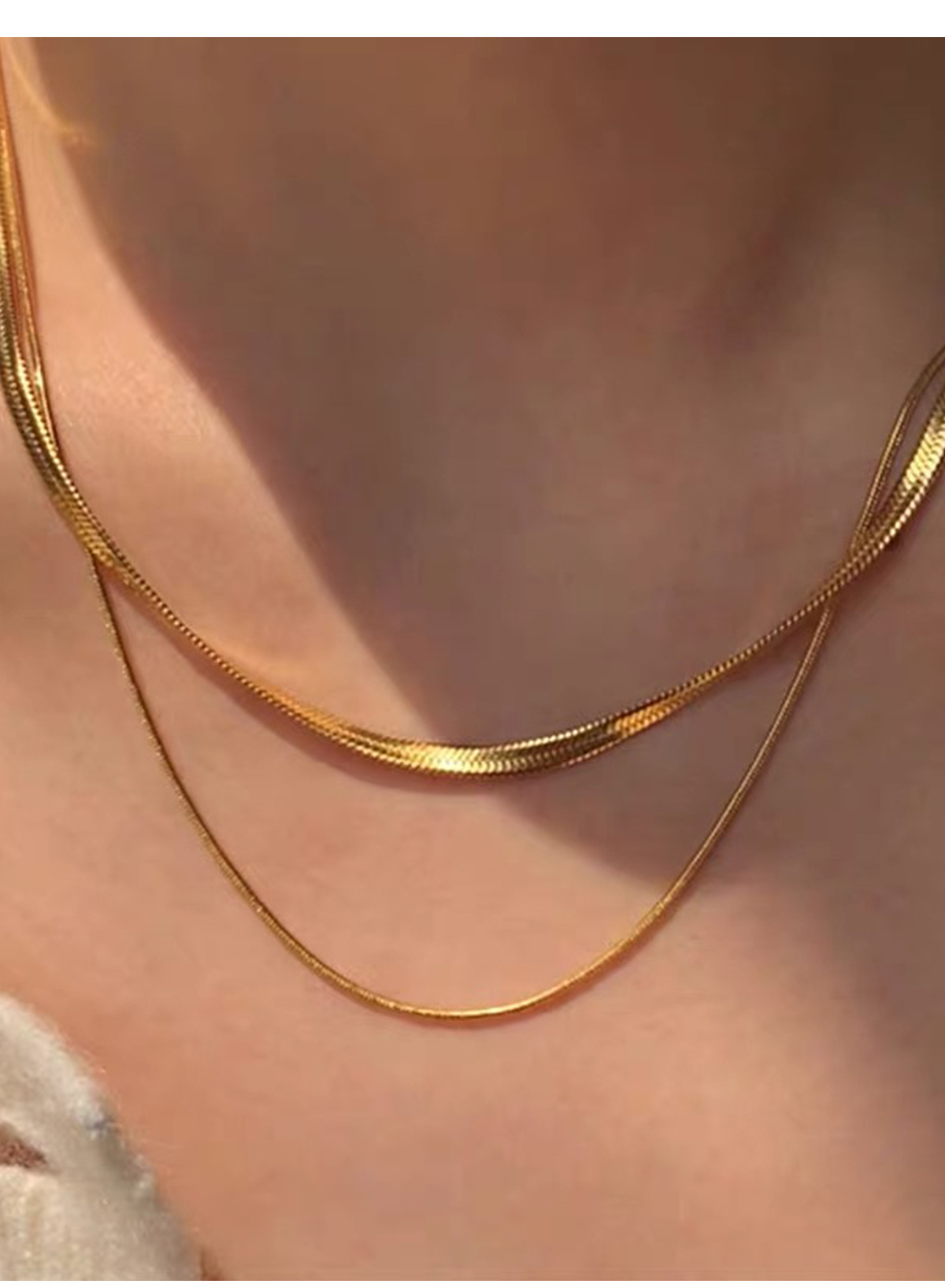 Double-layer snake chain necklace titanium steel