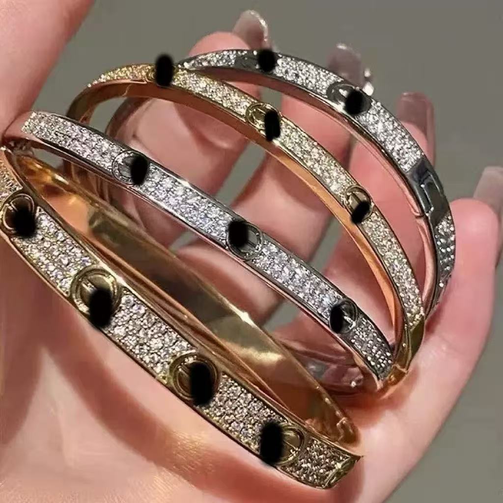 Wide round three-row crystal bracelet, metal snap clasp