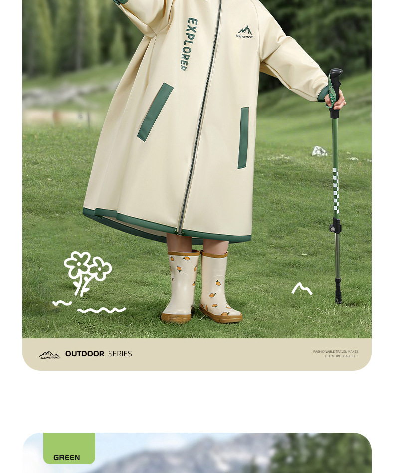 Beimei Children's Raincoat with Backpack Space