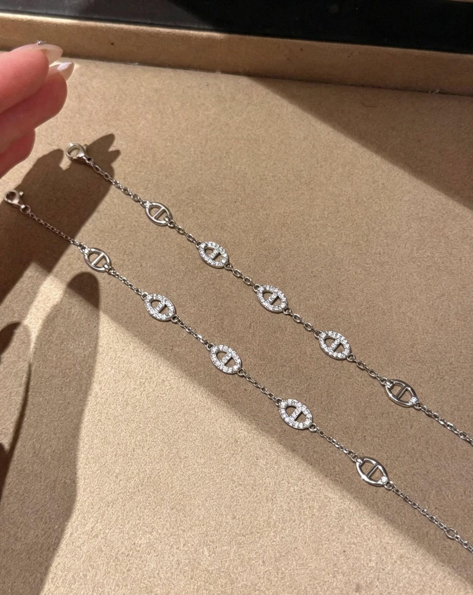 S925 Sterlingsilber Schweinennase Armband mit Zirkonia