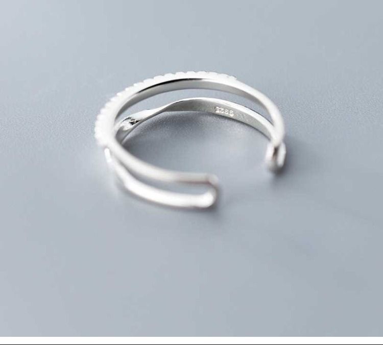 925 gümüş Möbius çift katmanlı açık halka kadın