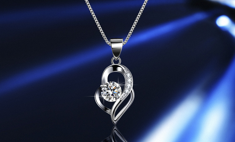 Moissanit-Anhänger-Halskette S925 Sterlingsilber rhodiniert