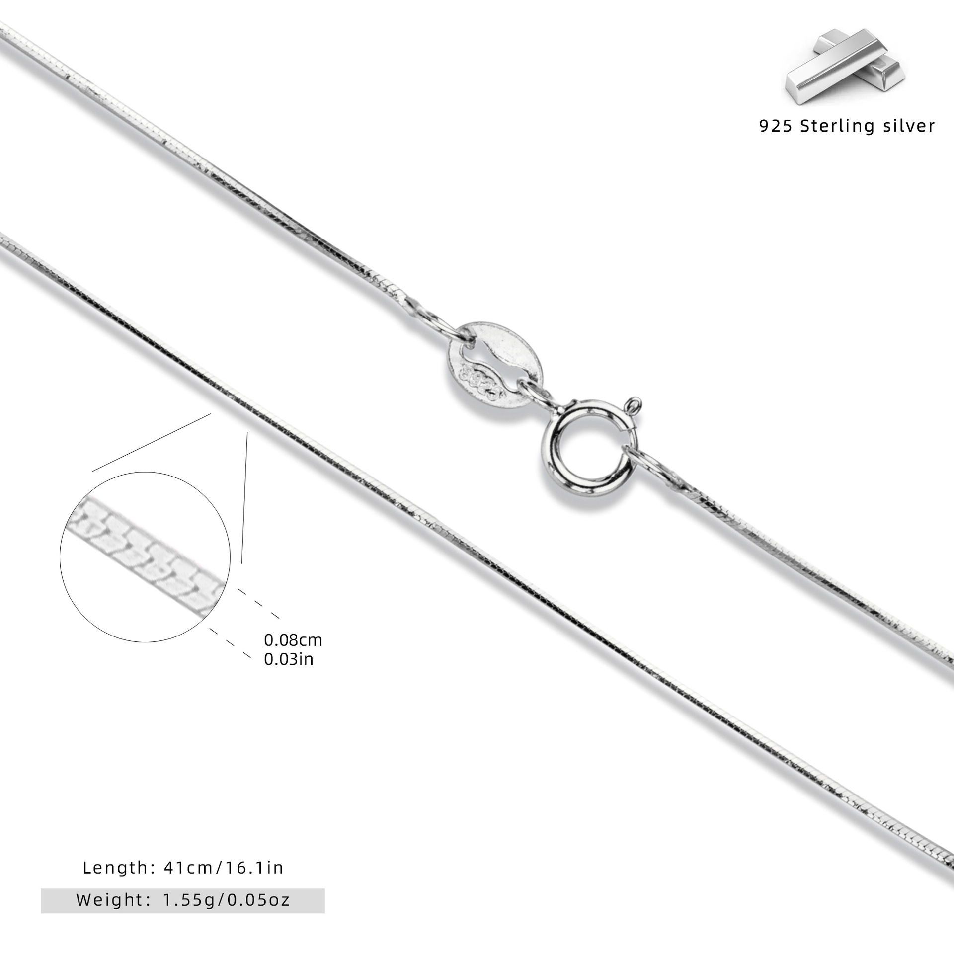 S925 sterling silver necklace, clavicle chain, DIY base