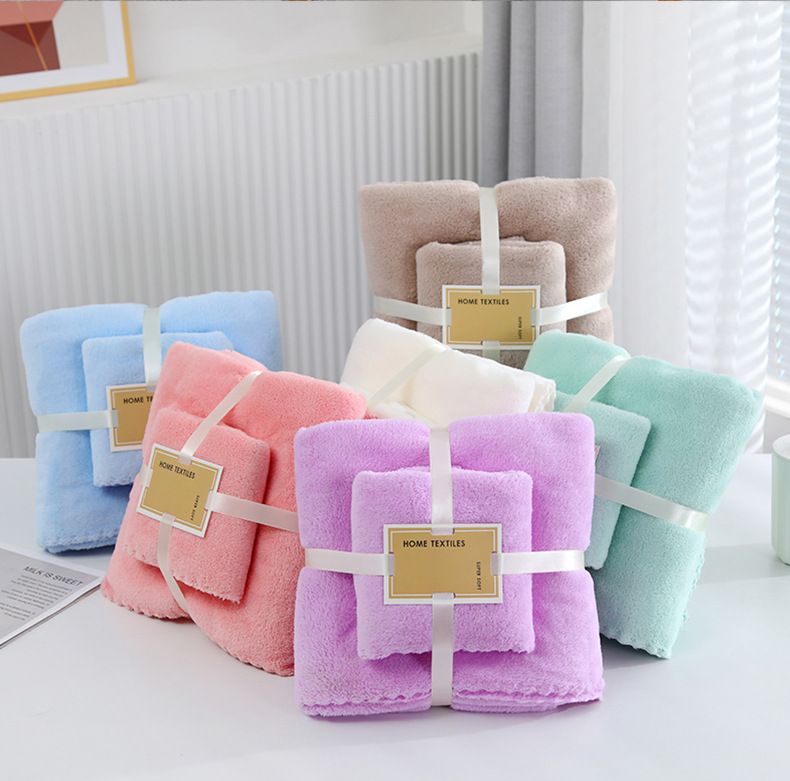 Mercan kadife banyo havlusu seti, emici hızlı kuruyucu