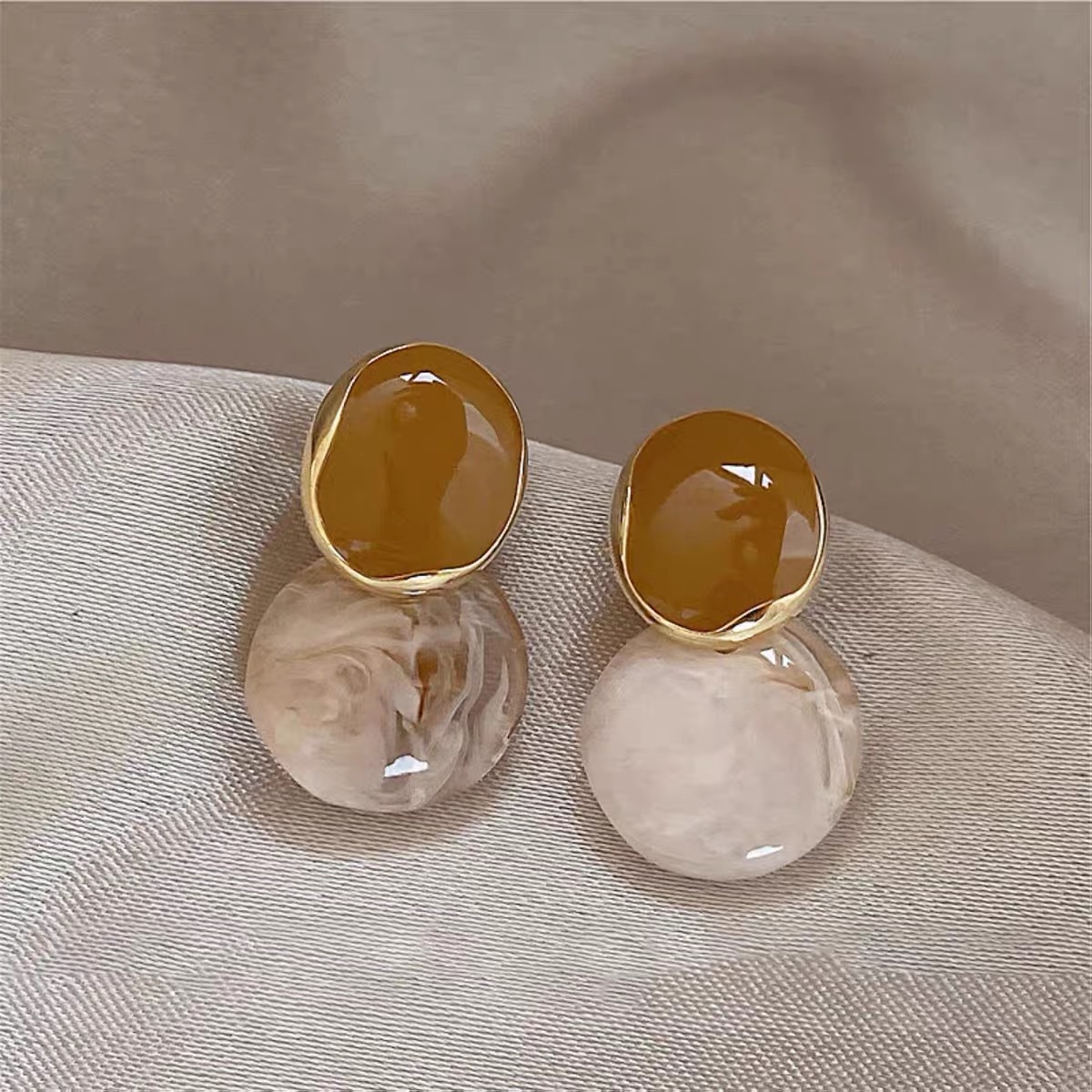 French enamel earrings women, vintage design
