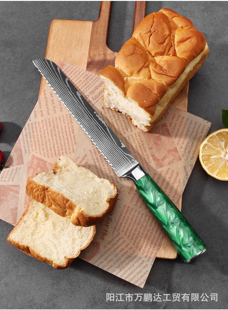 Şam desenli Japon santoku mutfak bıçak seti 3 parça