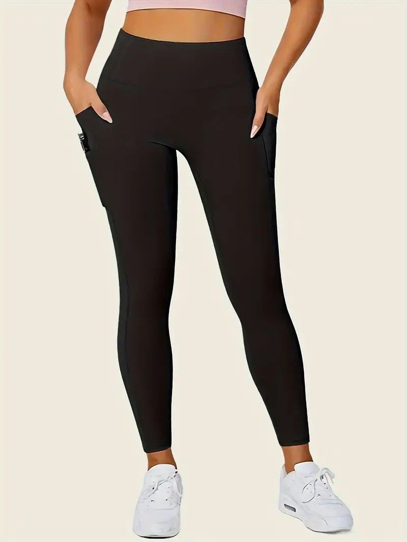 Grenzüberschreitende europäisch-amerikanische Hochbund-Capri-Leggings Doppeltaschen hohe Elastizität figurbetonte Slim-Fit Hebe-Po Damen-Sport-Yoga-Hose