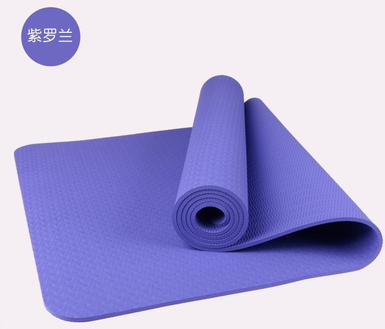 Yoga mat TPE, 183x80x0.6cm, monochrome, for beginners