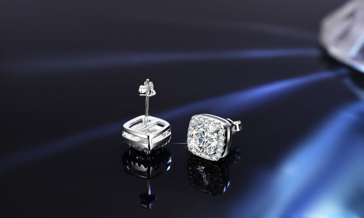 925er Silber Moissanit Schmuckset 3-teilig Ring Ohrstecker Halskette
