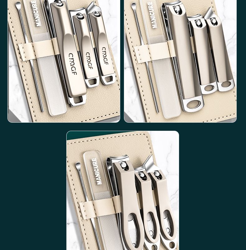 Nail clipper set with angled clipper and ear scoop