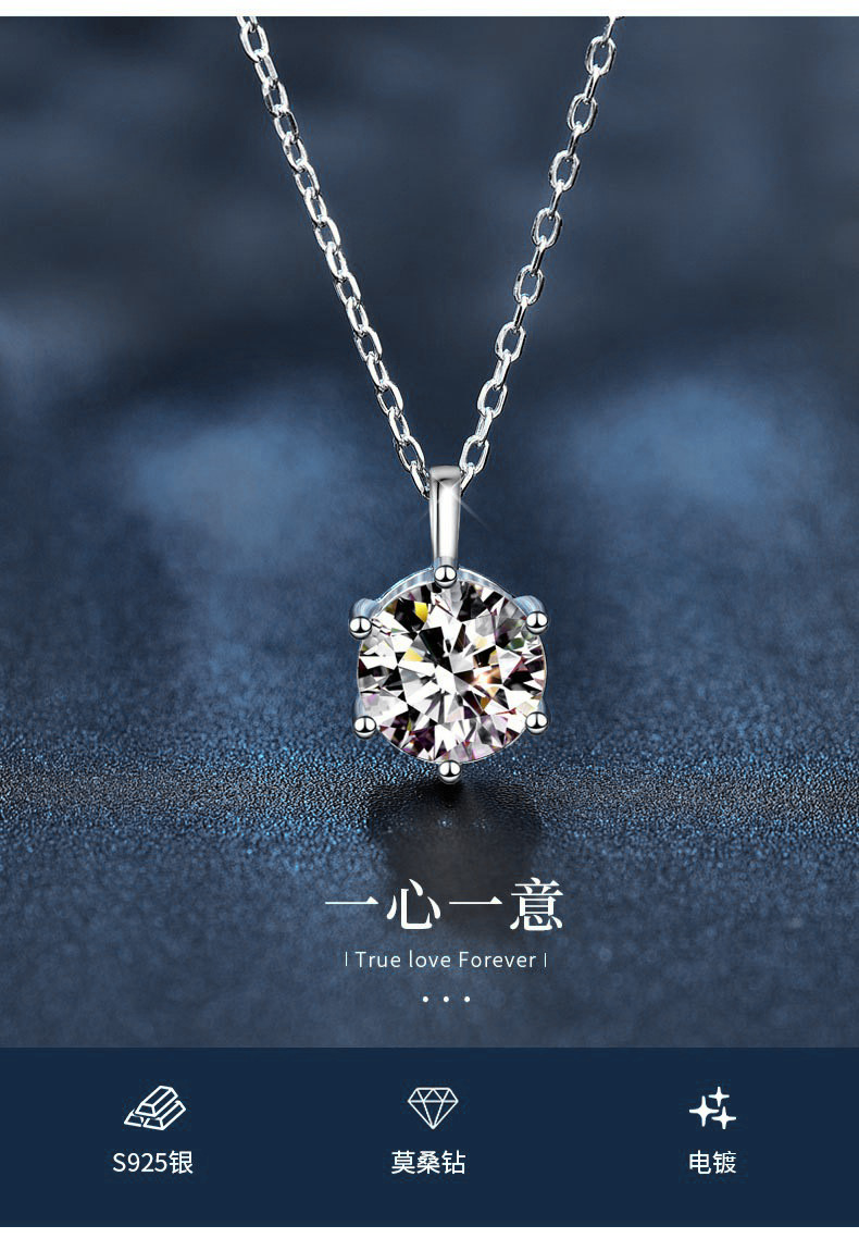 Moissanite sterling silver necklace, 925, versatile pendant
