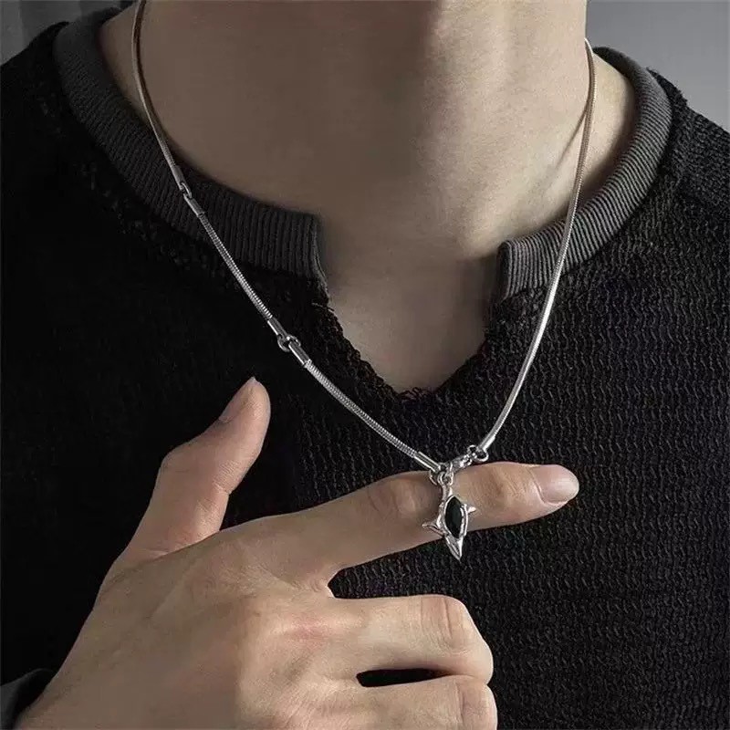 Titanstahl Möbius Ring Anhänger Halskette, Herren Hip-Hop Stil