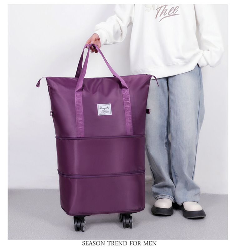 Expandable travel bag, wheeled, foldable, large capacity